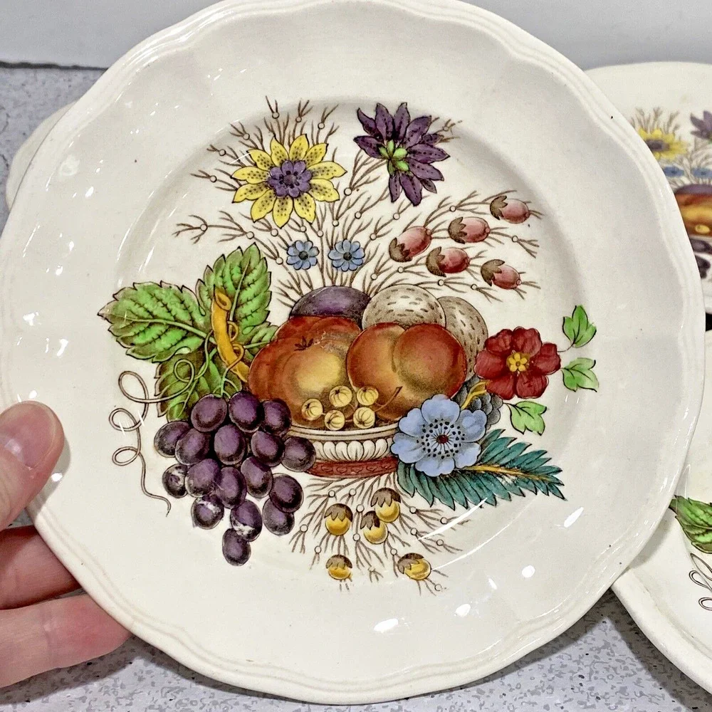 Reynolds Spode Copeland Fine Bone China Floral Bread & Butter Plates (4) FLAW